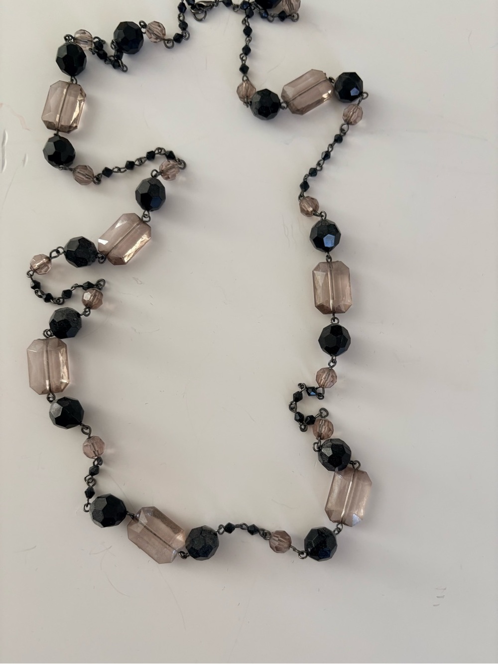 Elegant layer Women's Beaded Necklace in Smoke & Black